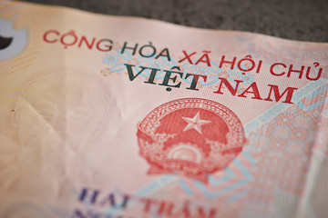 200000 Vietnamese dong banknote background