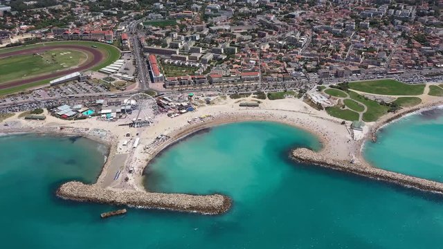 Borely beach Marseille France aerial drone shot sunny day summer mediterranean sea