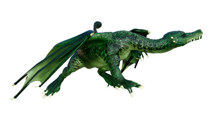 3D Rendering Fairy Tale Dragon on White
