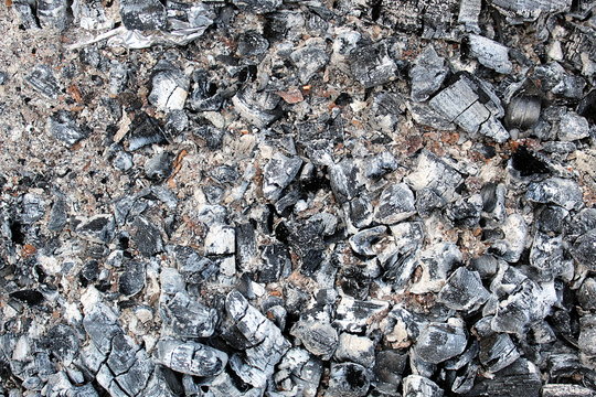 texture gray ash after burning firewood background
