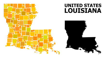 Fototapeta premium Gold Square Mosaic Map of Louisiana State