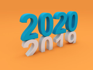 New Year 2020 concept - 3D Rendered Image