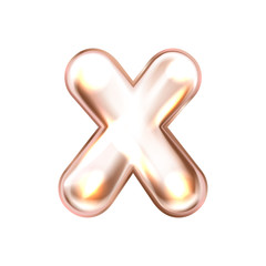 Perl pink foil inflated alphabet symbol, isolated letter X