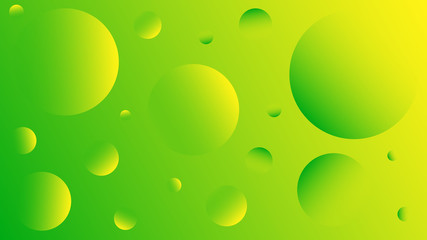 Bright abstract background of green and yellow circles. Background for advertising, cards, banners, messages, landing page. Disco style. Zine culture. Illustration.