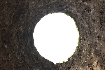 View from the deep pit. Place for inscription.