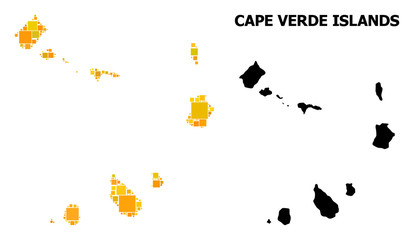 Gold Square Mosaic Map of Cape Verde Islands