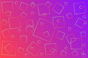 Bright pink-violet  illustration, which consists of squares of different sizes. Gradient design for your products: advertising, banners, posters etc. .. Vaporwave stile. Illustration.