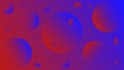 Bright abstract background of red and blue circles. Background for advertising, cards, banners, messages, landing page. Disco style. Zine culture. Illustration.