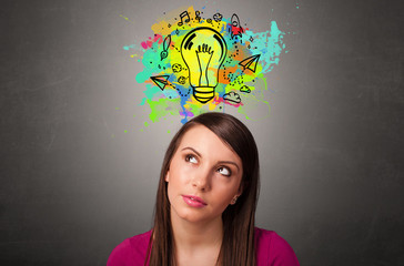 Pretty girl with design thinking concept
