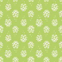 Green simple monochrome vector artichoke flower seamless texture pattern background