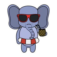 cute elephant with float and pineapple cocktail