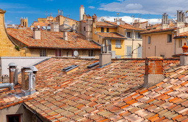 Aix-en-Provence. View of the tiled roofs of the old city.