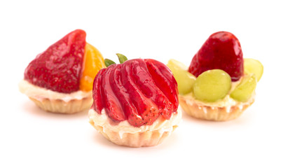 Mini Fruit Tarts Isolated on a White Background