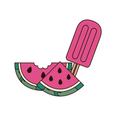 delicious ice cream of watermelon on white background