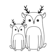 cute group of reindeer animals isolated icon