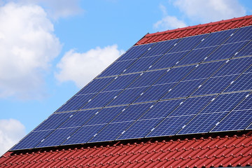 Roof with solar panels (photovoltaics)