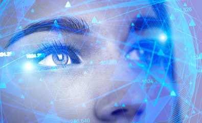 Beautiful woman face, AI concept