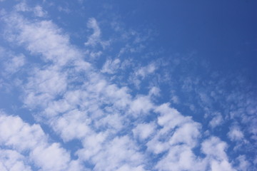 White clouds in the blue sky. Spring and summer .