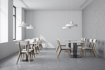 Industrial style white cafe interior