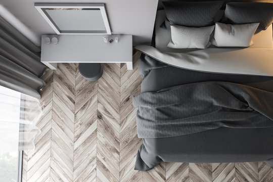 Top View Of Bedroom With Makeup Table