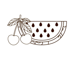 delicious tropical fruits of summer on white background