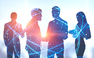 Business people silhouettes, international company