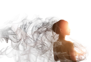 A young asian woman without clothes, smells fragrant, tempts to create a romantic mood.