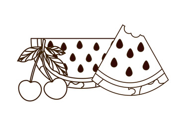 delicious tropical fruits of summer on white background