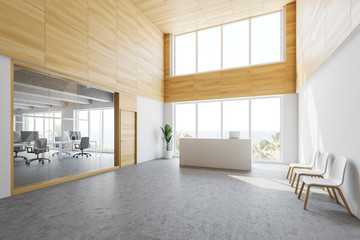 Reception and waiting room in open space office
