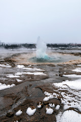 Eruption of Strokkur geyser in Iceland.