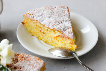 Orange cake decorated with strawberries
