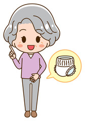 Senior lady wearing diapers