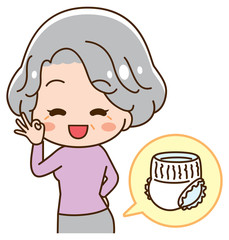 Senior lady wearing diapers