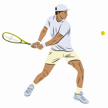 isolated illustration of a tennis player, vector draw