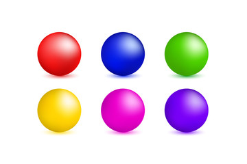 Set of multicolored circles. Bright, glowing balls. Illustration.