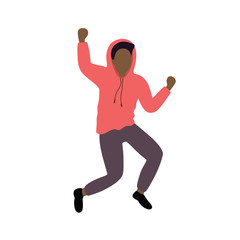 The man rejoices and jumps. Dancing boy. Vector illustration