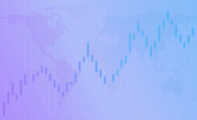 Chart of forex candles, stock market. Registration of trade on the stock exchange, advertising, banners. The candlestick chart is going up, a growing trend. Illustration.