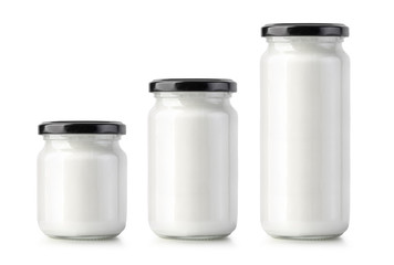 Glass jar of milk cream