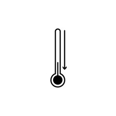 Temperature falling thin line icon, thermometer and forecast, cold temperature sign, vector graphics, a linear pattern on a white background, eps 10.