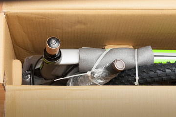 Bike in paper box, photo from unboxing bike.