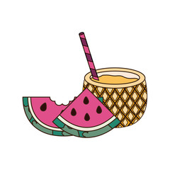 pineapple cocktail for summer on white background