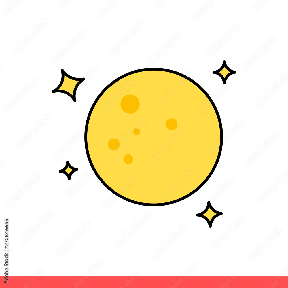 Poster full moon vector icon, planet symbol. simple, flat design isolated on white background for web or mo