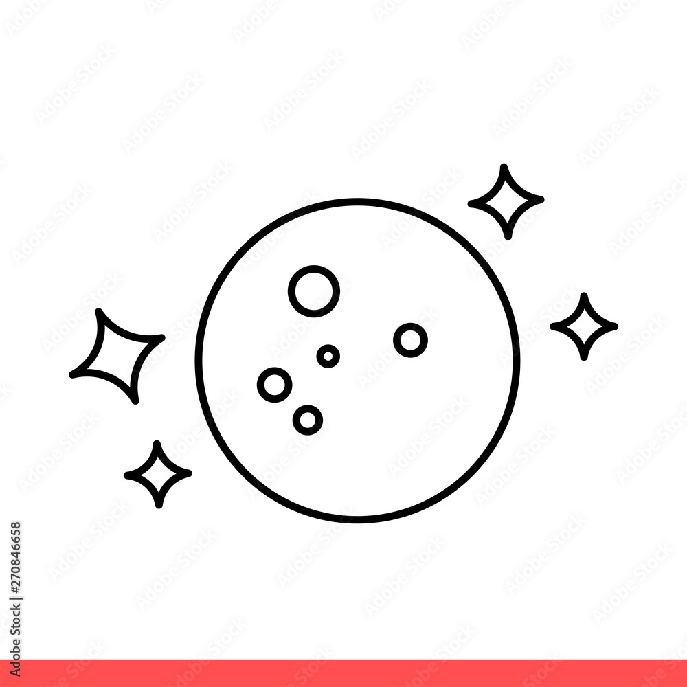 Poster full moon vector icon, planet symbol. simple, flat design isolated on white background for web or mo