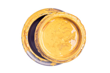 Used paint can directly above isolated on white background 