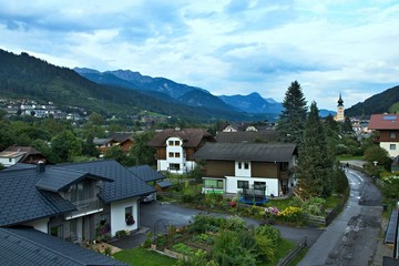 Fototapeta na wymiar Austrian Alps-view on the town Schladming