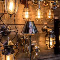 lamps made of metal in retro style