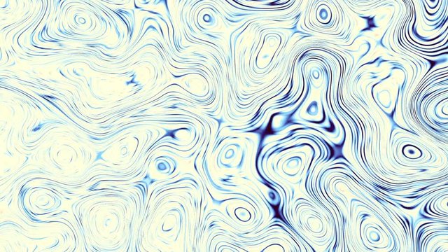 Moving irregular psychedelic waves. Blue and white abstract footage.