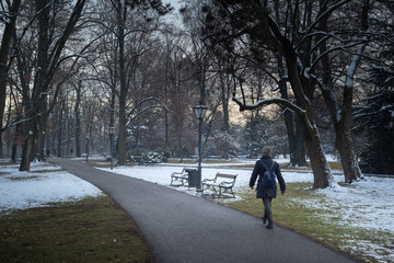 Winter in the Stadpark of Graz, Austria.