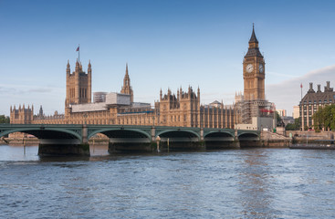 Plakat Westminster bridge, Big Ben in the morning