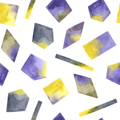 Seamless pattern with watercolor hand painted textured geometric shapes